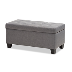 Baxton Studio Michaela Modern and Contemporary Grey Fabric Upholstered Storage Ottoman